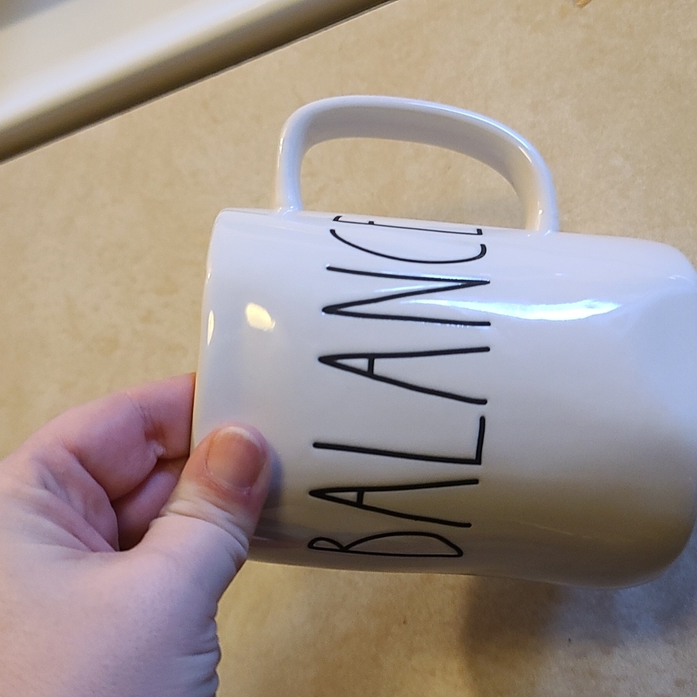 Rae Dunn coffee mug "Balance"